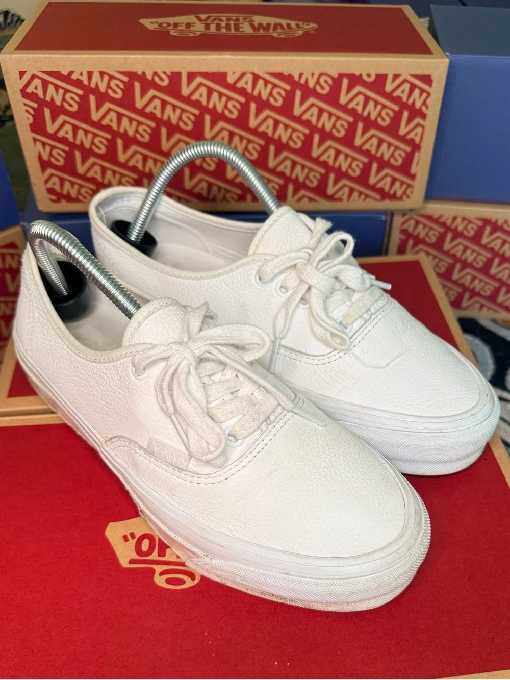 Vans Authentic Reissue 44 Classic White Leather Sneakers Men 8/Women 9.5